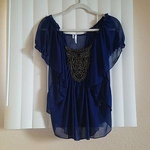 Maurices (Studio Y) Blue Chiffon Flowy Top